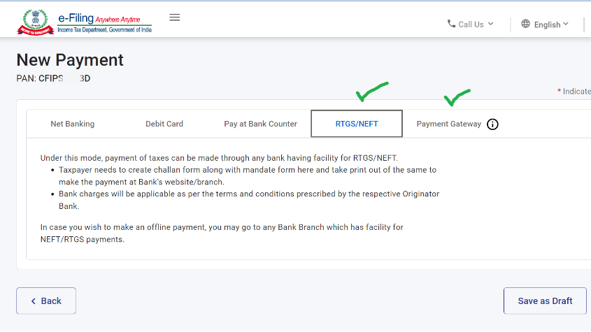 Income Tax Portal Enables payments through UPI payment method