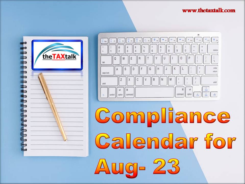 Compliance Calendar for Aug- 23