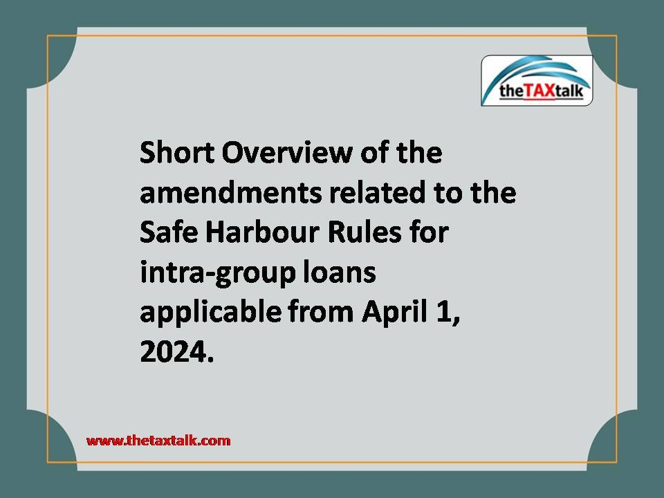 Short Overview of the amendments related to the Safe Harbour