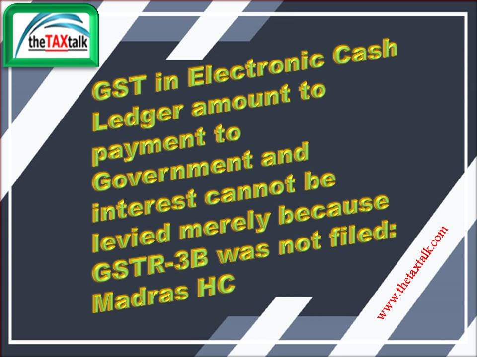 GST in Electronic Cash Ledger amount to payment to Governm