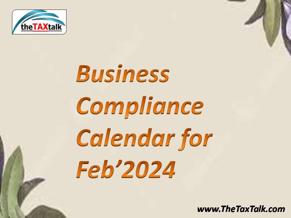 Business Compliance Calendar for Feb’2024