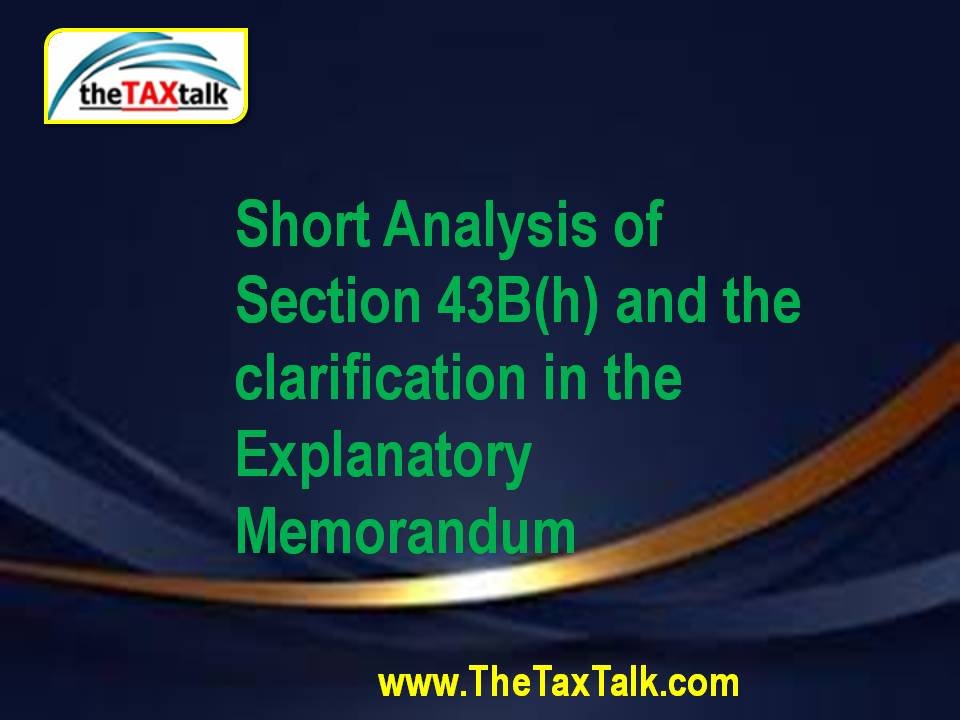 Short Analysis of Section 43B(h) and the clarification in the Explan